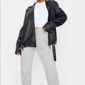 Black FAUX leather oversized biker jacket